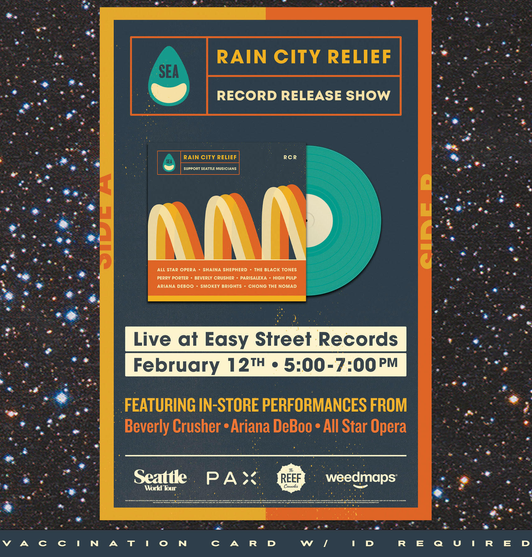 Rain City Relief Vinyl Compilation album release party is Saturday at